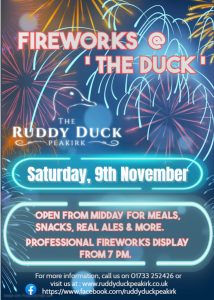 Fireworks at the ruddy duck in peakirk on Saturday 9th November